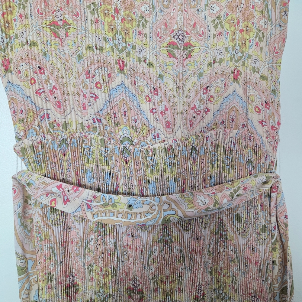 T Tahari Women's Pink Pleated Belted Faux-Wrap Maxi Dress Size M - Picture 10 of 14